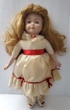Porcelain Doll Head 16" Tall Distressed Worn For Parts Or Repair Strawberry Blon