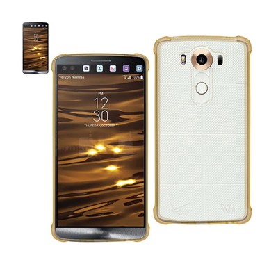 Reiko LG V10 Clear Bumper Case with Air Cushion Protection in Clear Gold | MaxSt