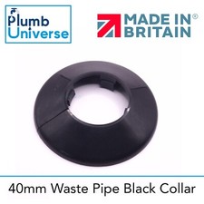 Black Pipe Collar For 40mm / 1&1/2" Waste Pipe Pipe Hole Cover Black