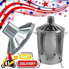 Extra Large 90 Litre Galvanized Steel Metal Fire Burning Bin With Lid & Handles