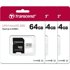 3 x Transcend Micro SD XC 64GB Class 10 Memory for Samsung, HTC LG  Android 