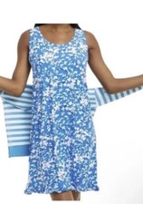 Draper James Women  s Size S/M Blue Floral Short Knit Sleeveless Night Gown Dress