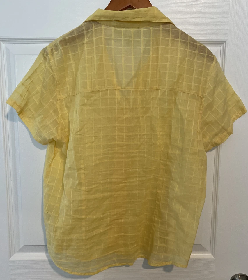 Quizz Again Mujer Talla M Camisa Algodón Amarillo Botones Manga Corta Foto 3 de 3