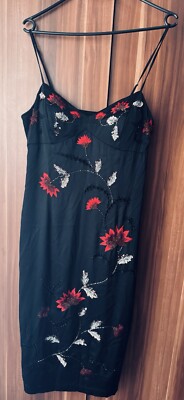 SUE WONG EXTRAVAGANTES DAMEN ABENDKLEID SEIDE GR .38/40 .US Große 10