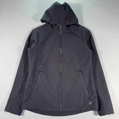 Asics Accelerate Active Jacket Womens Small Black Fleece Runner Weatherproof