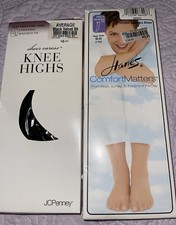 Two New Packages Of Knee High Pantyhose Average Black 5 Pair