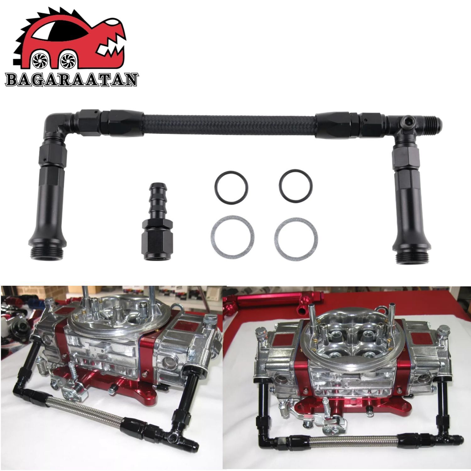 Braided AN6 Dual Feed Carb Fuel Line Double Pump for 4150 Holley