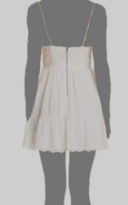 $395 Alice + Olivia Women's White Eyelet Sleeveless Strap Mini Dress Size 4