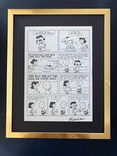 CHARLES SCHULZ + cartone animato vintage 1968 Peanuts SNOOPY + cornice nuova $
