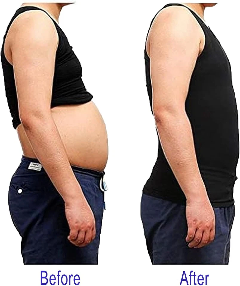 4 Pack Men Slim Body Shaper Vest Gynecomastia Compression Tummy Control Shirts - Image 3 of 4