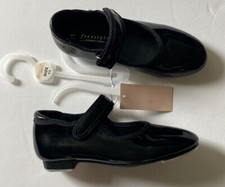 NWT Girls Size 11 Freestyle by Danskin Black Faux Patent Tap Shoes for Dance