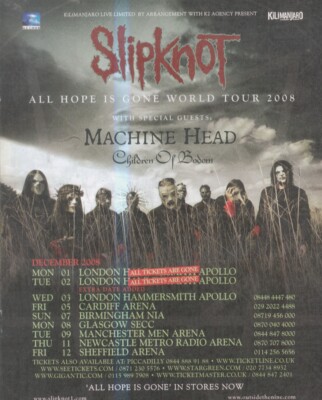 NMEM6 ADVERT/PICTURE 11X9 SKIPKNOT WORLD TOUR 08 - SPECIAL GUEST MACHINE HEAD