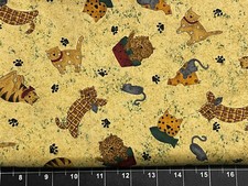 Tina Scrap Vintage OOP HTF Debbie Mumms 9"x21" Cat Kitty Fabric Cotton