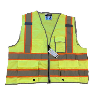 SK Safety Vest Men's 4XL Bright High-Visibility Yellow NWT