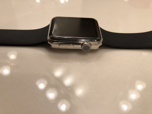 Apple Watch 42mm Stainless Steel Case Black Sport Band Apple Watch 42mm Stainless Steel Case Black Sport Band