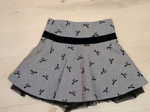 Talbots Kids Black Gray White W Ribbon Design All Over Size 8 Skirt - Picture 9 of 9