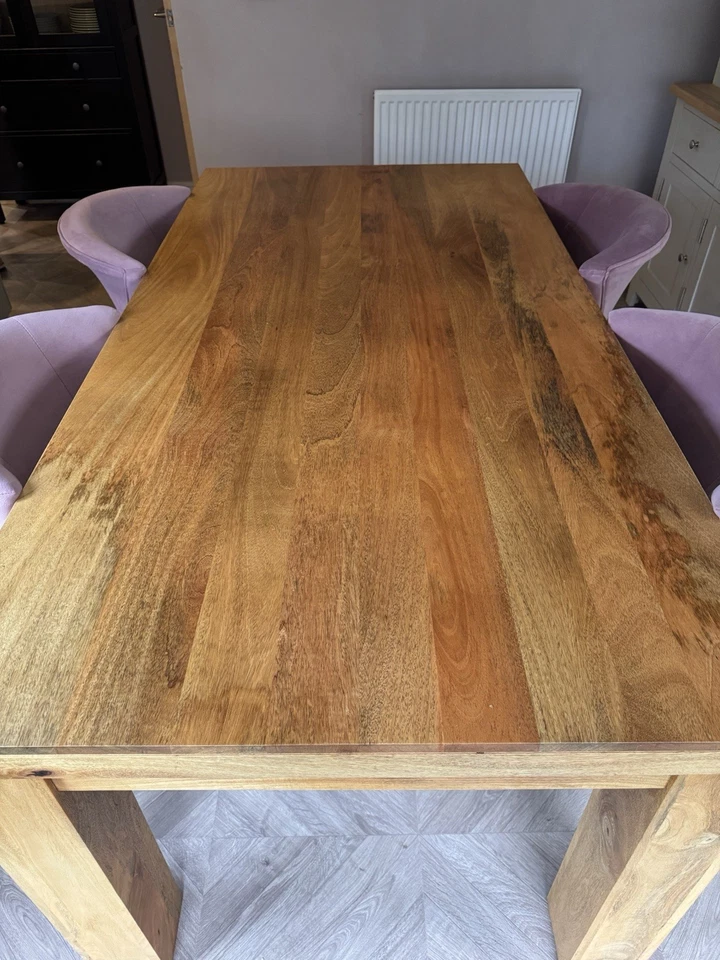 6-Seater Solid Mango Wood Dining Room Table & 4 Chairs - Image 3 of 4