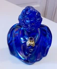 COBALT CARNIVAL GLASS FENTON GUARDIAN ANGEL AMETHYST STONE EXCELLENT IRIDESCENT