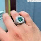 Original Green Moissanite Ring 925 Sterling Silver Round Cut Engagement Ring