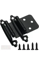 Decobasics 1/2" Overlay Matte Black Cabinet Hinges (30 Pair -60 Pcs)