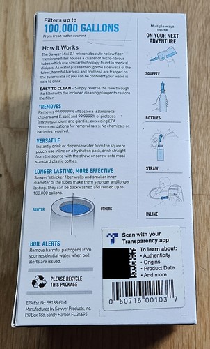 Sawyer Mini Water Filtration System - SP128 - Camping/Hiking/Trekking - Picture 13 of 15