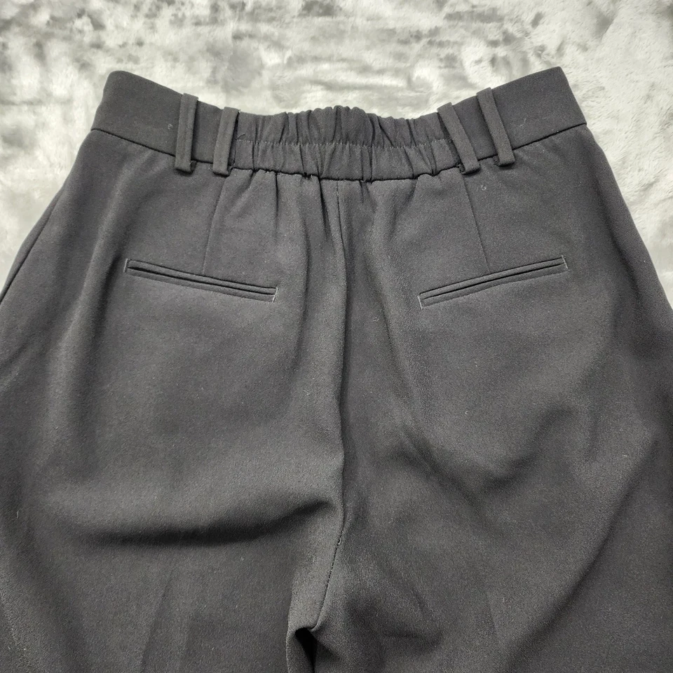 Zara Pants Women M Black High Rise Pleated Tapered Ankle Polyester Office Preppy - Image 3 of 4