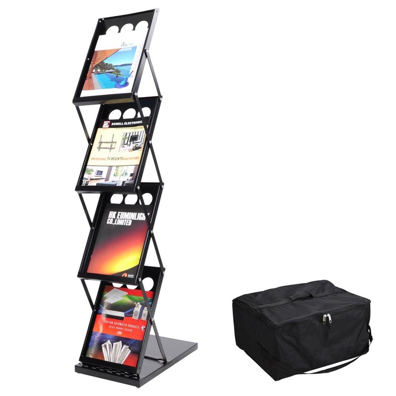 4 Pocket Foldable Magazine Brochure Rack Book Literature Holder Closeout