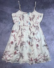 Thistlepearl Slip Dress Womens Small White Floral Pintuck Detail Spaghetti Strap