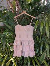 bebe babydoll dress S tiered pink coquette soft girl feminine ruffles clubwear