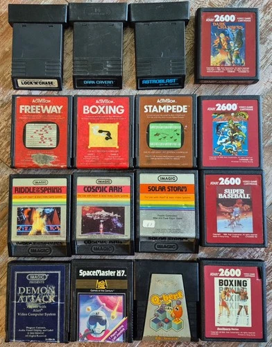 Lot of 16 uncommon Atari 2600 carts Dark Cavern Demon Attack Crossbow Solar