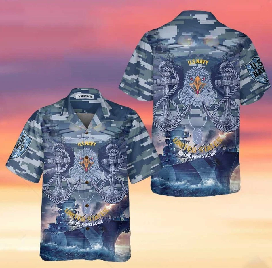 US Navy Veteran No One Fights Alone Veteran Hawaiian Shirt, Proud Veteran Shirt