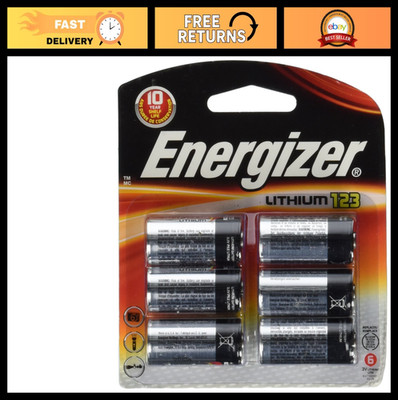 6 Pack Lithium Photo Battery 123 - 3V, 10 Year Shelf Life for Digital Devices