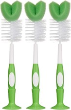 3 Pack Mama Bear Bottle Brushes, White, Baby Bottle Cleaning Brush Set