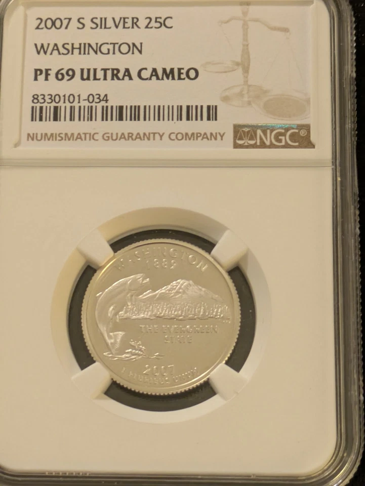 Lot of 3: SILVER!! 2007 Washington State Quarters PF69 ULTRA CAMEO NGC-CERTIFIED - Image 2 of 4