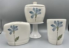 Croscill Spa Leaf Toothbrush Holder Ceramic Jar  Drinking Glass EUC