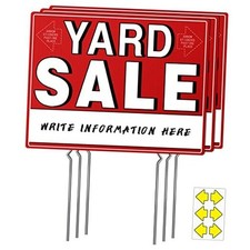 Yard Sale Signs Pcs Garage Signs with Metal Stakes, 17" x 1", Double Sided 3