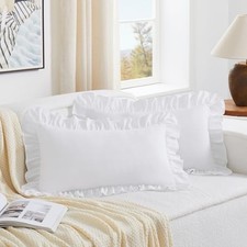 Lumbar Pillow Covers 12x20 Inch Set of 2, 20" x 12" Pack of 2 White