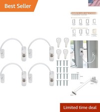 4 Pack Window Restrictor Locks, Lockable Cable Locks with Keys Child Safety...