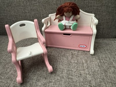 LITTLE TIKES Miniature Dollhouse Rocking Chair, Bench Toybox