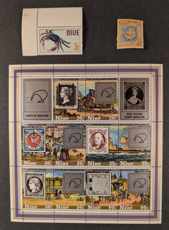 Niue - Nice lot of 2 stamps & 1 mini-sheet, all MNH, VF.
