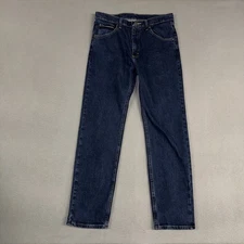 Wrangler Jeans Mens 32x32 (Fits 32x30) Blue Straight Leg Stretch Denim Cotton