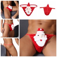 Men Christmas Underwear Thong Carnival Lingerie Special Night Briefs Santa Gay