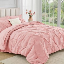 JOLLYVOGUE Full Size Comforter Sets 7 Pieces - Bed in a Bag Full, Pink