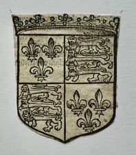 Antique Wooden Engraved Royal Coat of Arms XV-XVIth? Heraldry France England