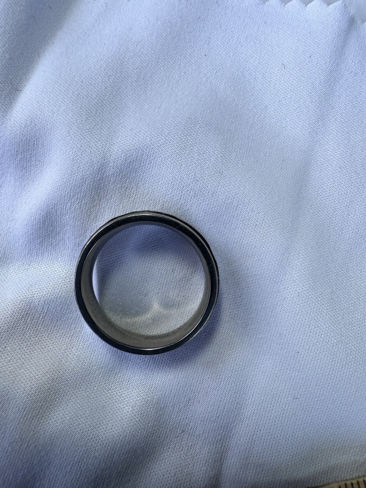 Solid Titanium 7mm Grooved Edge Hammered and Wedd… - image 5