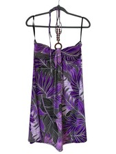 Napua Collection Honolulu Halter Tropical Print Dress Purple- Size M