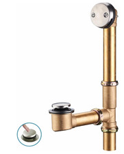 Tubular Bathtub Drain Kit 1-1/2" Brass Pipe with Brushed Nickel Tip-Toe Bath Tub