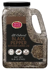 Black Pepper Ground Coarse 5 LB Bulk Jar Butcher Grind #12 – Premium Ground B...