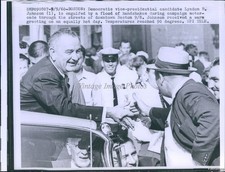 1960 Lyndon B Johnson Vice-Presidential Candidate Boston Politics Wirephoto 7X9