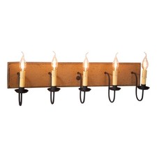 5 ARM CANDELABRA VANITY LIGHT ~ Country Wall Fixture in Pearwood Made in USA